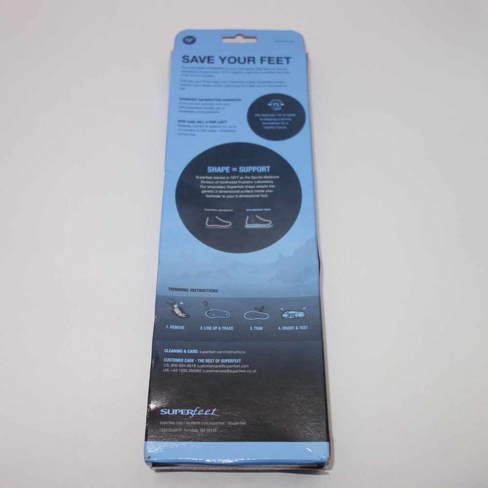 NEW SUPERFEET Blue All Purpose Insoles Size B Men's 2.5 -4 Women's 4.5 - 6 - Picture 5 of 8
